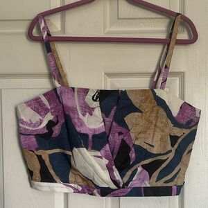 NWT Banana Republic Factory purple/blue print sleeveless cropped top
